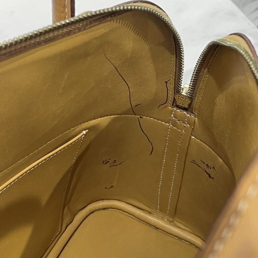 エルメス ボリード ゴールド｜全体色補修と内装インク汚れの除去で美しく再生✨