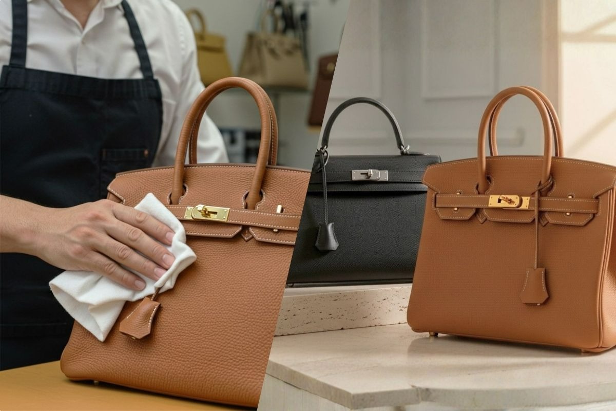 エルメスのバーキンと修理風景