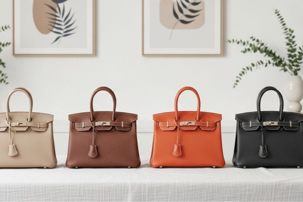 エルメスのバーキンが４つ並んでいる