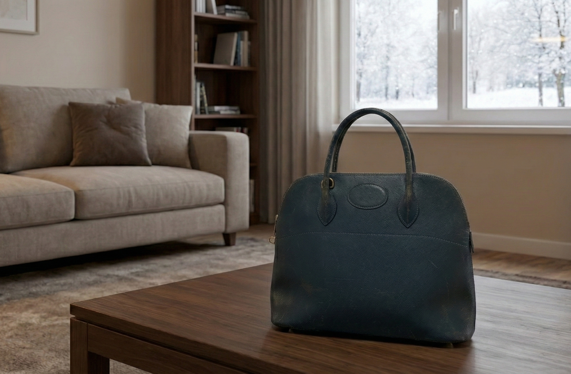 冬　エルメス　バッグ　リビング