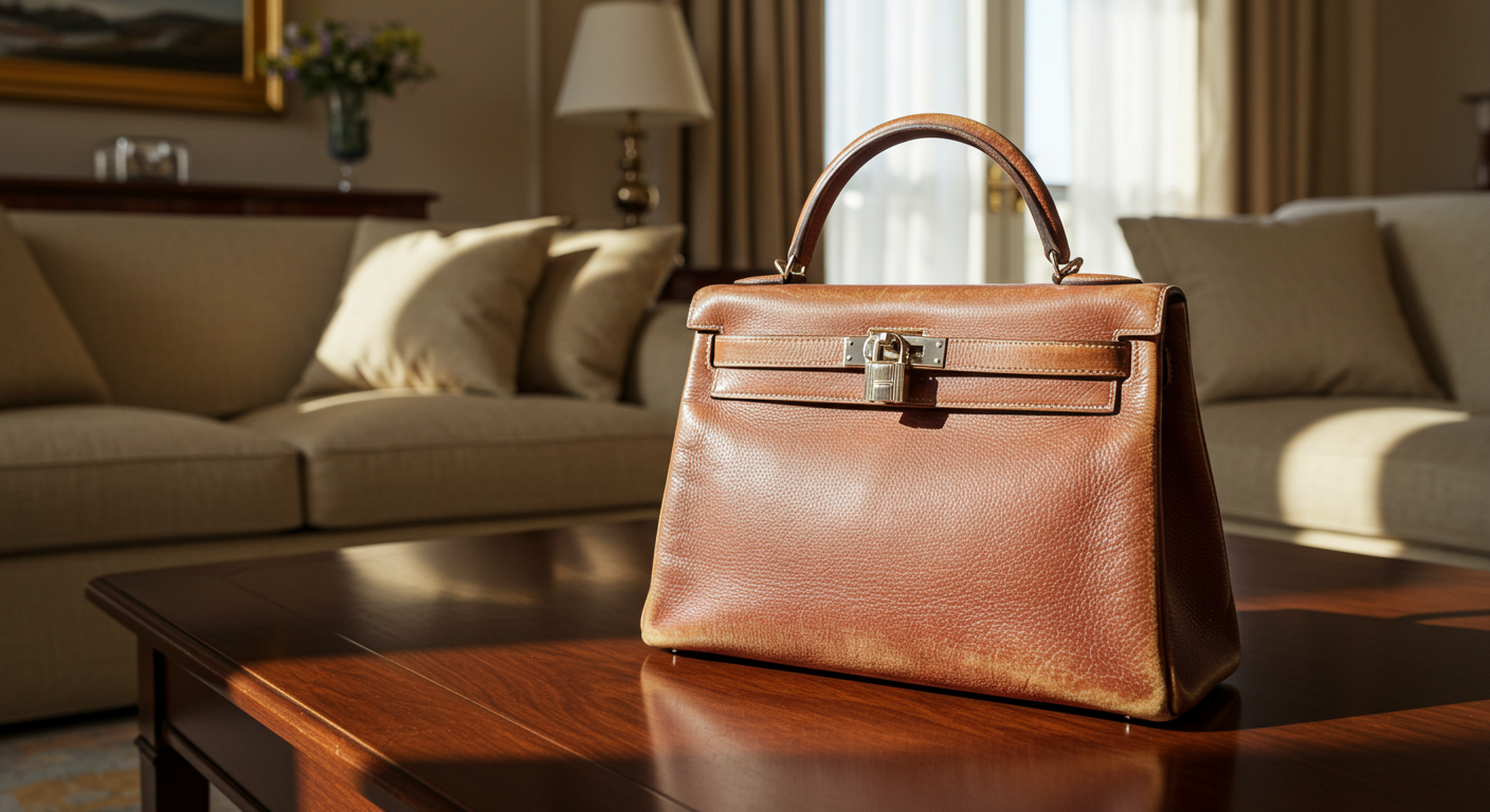 バーキンがリビングの机の上に置かれている