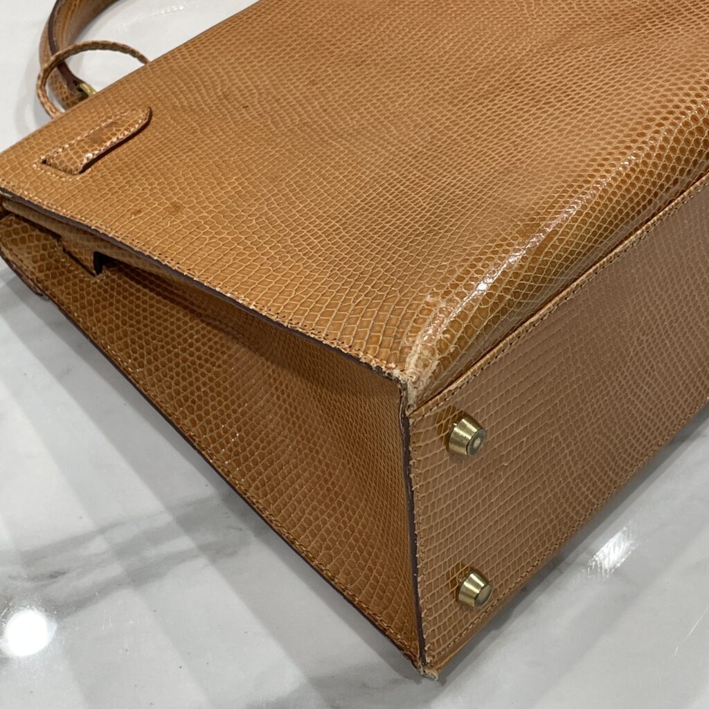 エルメス　ケリー　イエロー　リザード　角スレあり