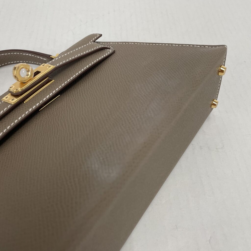 エルメス　ケリー　ミニ ドゥ 　エプソン　エトゥープ　白い汚れあり